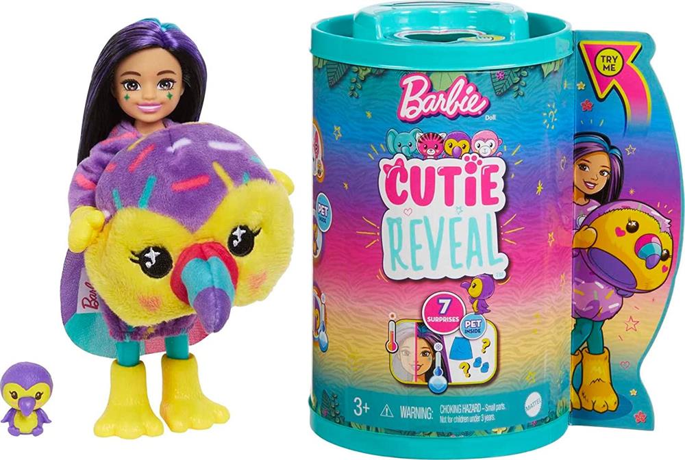 Barbie Cutie Reveal Bebekler Chelsea Tropikal Orman Serisi Kuş HKR12-HKR16 Barbie HKR16