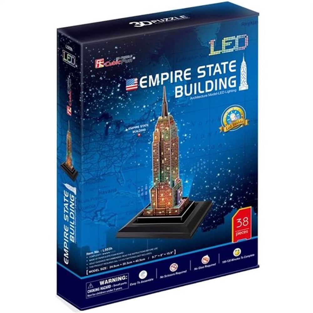 Cubic Fun 3D 38 Parça Puzzle Empire State Binası ABD Led Işıklı