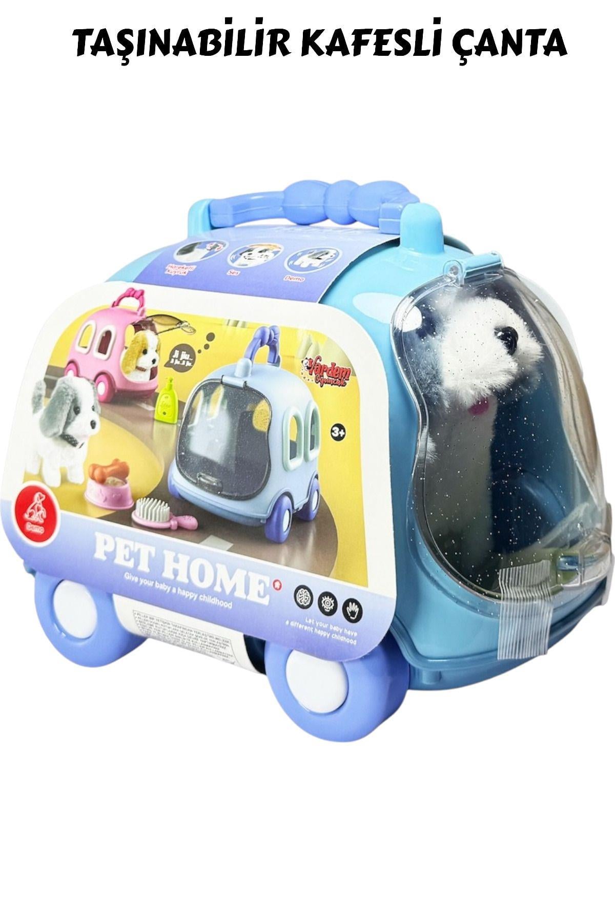 SESLI HAREKETLI KOPEK VE ARABA CANTA KOPEK EVI MAVI Diğer JND 6802 M