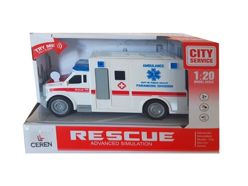 ISIKLI VE SESLI SURTMELI AMBULANS 1:20 Diğer CTOY WY670A