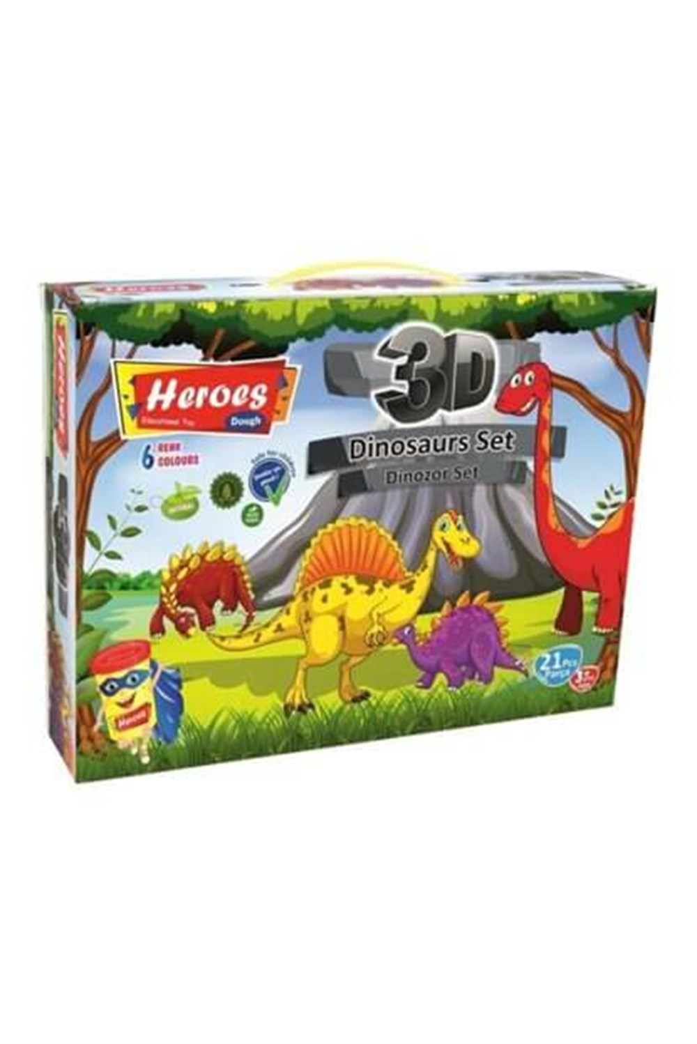 Heroes 3D Kalİpli 6 Renk Dinozor Oyun Hamuru Seti Diğer ERN 568