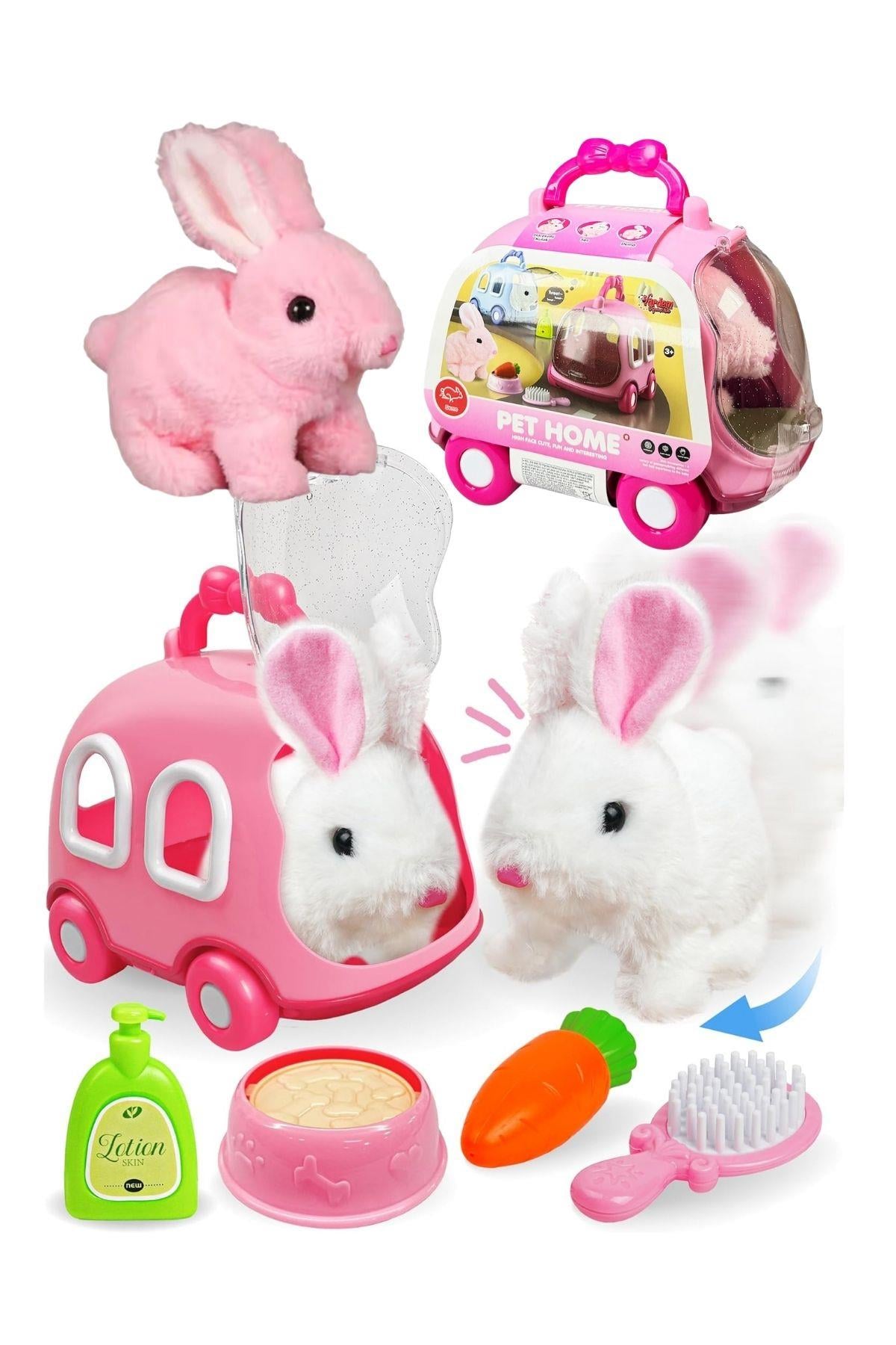 SESLI HAREKETLI TAVSAN VE CANTALI KAFES SETI PEMBE Diğer JND 6800 P