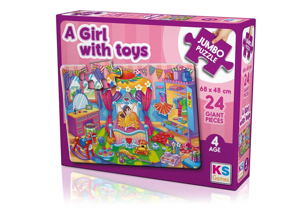 Ks Games A Girl With Toys 24 Parça Jumbo Boy Puzzle KS Puzzle JP 31010