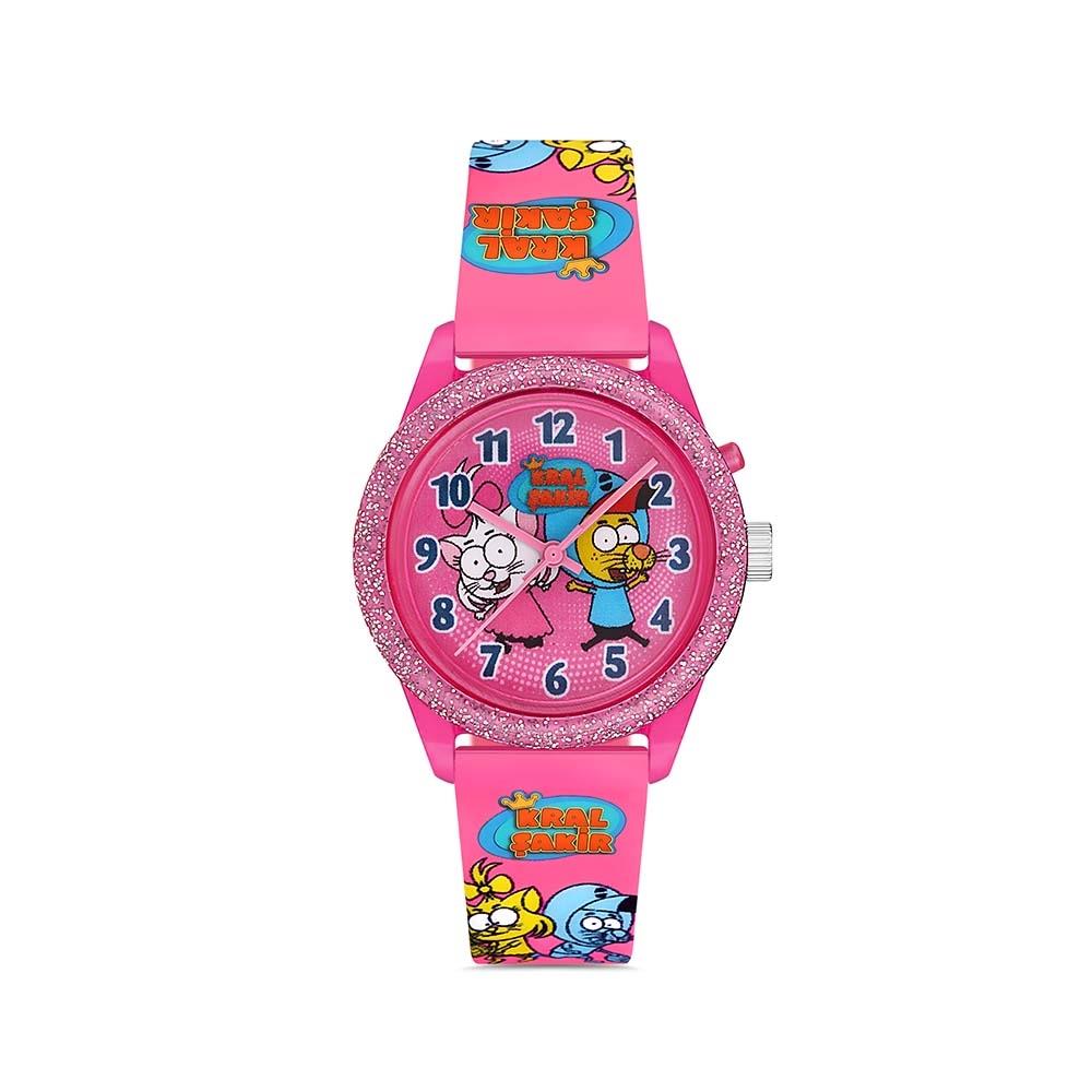 MiniFlak Lisanslı Kral Şakir KS8664-2 Işıklı Pembe Kız Çocuk Kol Saati MiniFlak KS8664-2