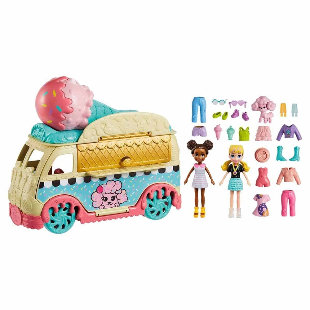 Polly Pocket Minik Lezzetler Dondurma Arabası Polly ve Shani HHX77 Polly Pocket HHX77