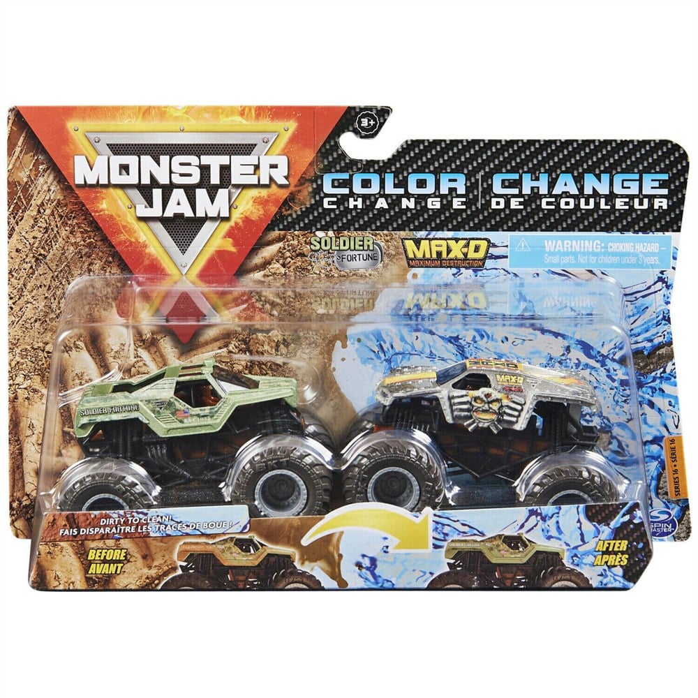 Monster Jam 1:64 Renk Değiştiren İkili Araba Seti Soldier Fortune Black Ops & Max-D 20129425 Spin Master SPM 20129425