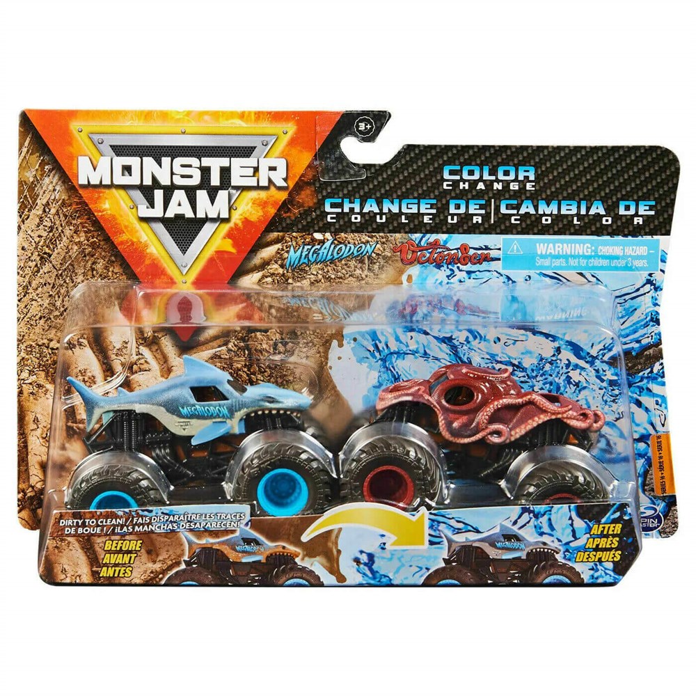 Monster Jam 1:64 Renk Değiştiren İkili Araba Seti Megalodon & Octonber 20129426 Spin Master SPM 20129426
