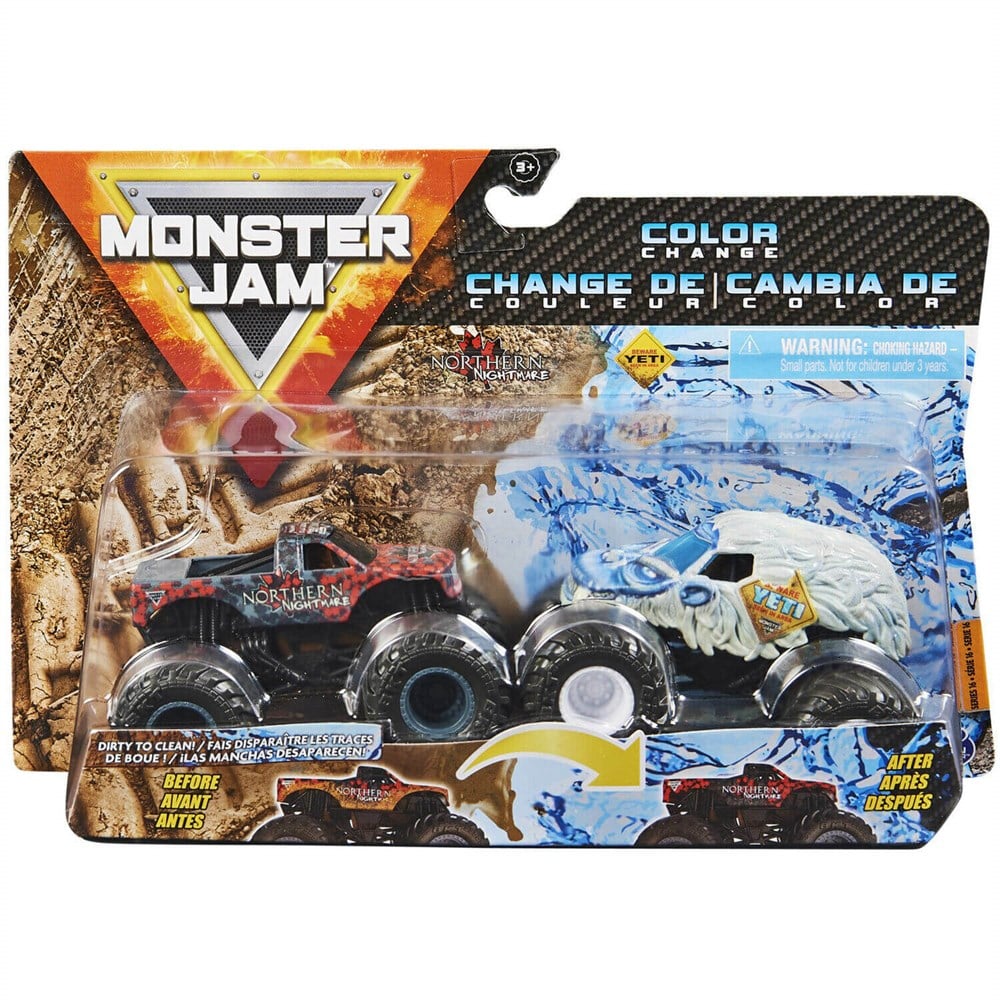 Monster Jam 1:64 Renk Değiştiren İkili Araba Seti Northern Nightmare & Yeti 20129427 Spin Master SPM 20129427
