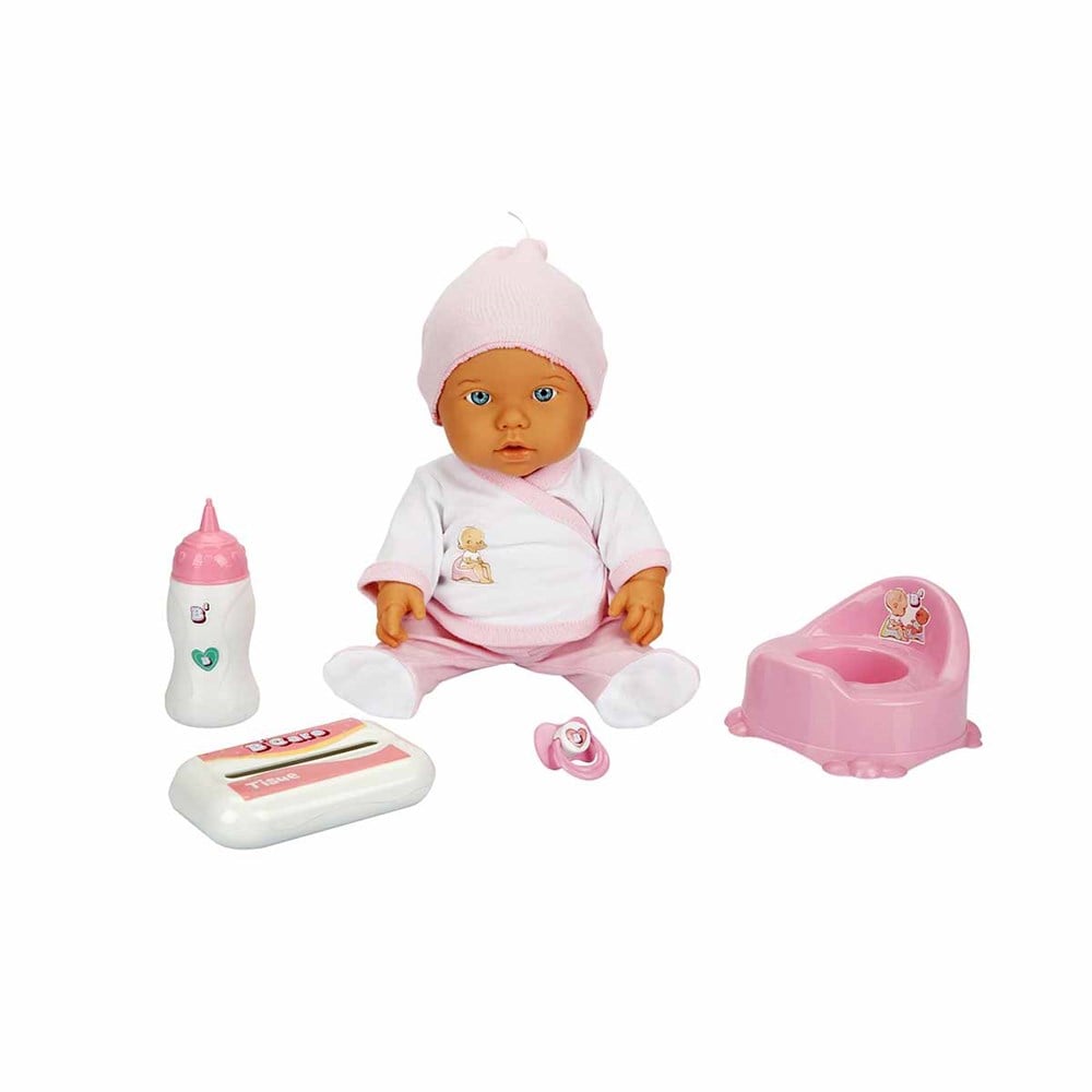 Bebelou Tuvalet Zamanı Sesli Bebek Seti 35 cm. Pembe Sunman S00030011 P