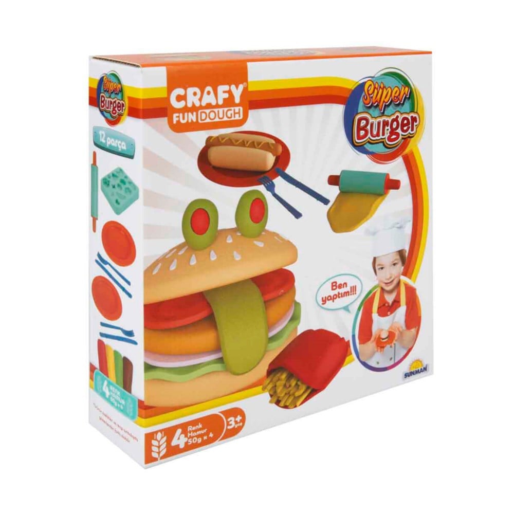 Crafy Fast Food Atıştırma Oyun Hamuru Seti 200 Gr. Sunman S01002015