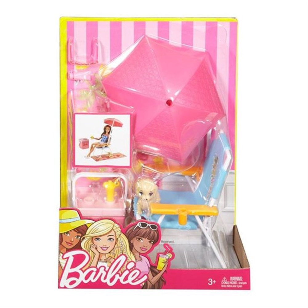 BARBIE ACIK HAVA DEKORASYONU SAHIL PIKNIK SETI Toystop DVX49