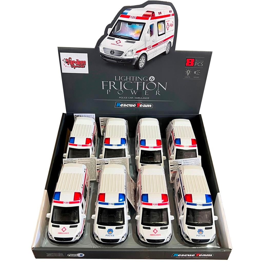 Vardem Sürtmeli Işıklı ve Sesli Ambulans ve Polis Arabası (145 cm) Vardem HT 7737