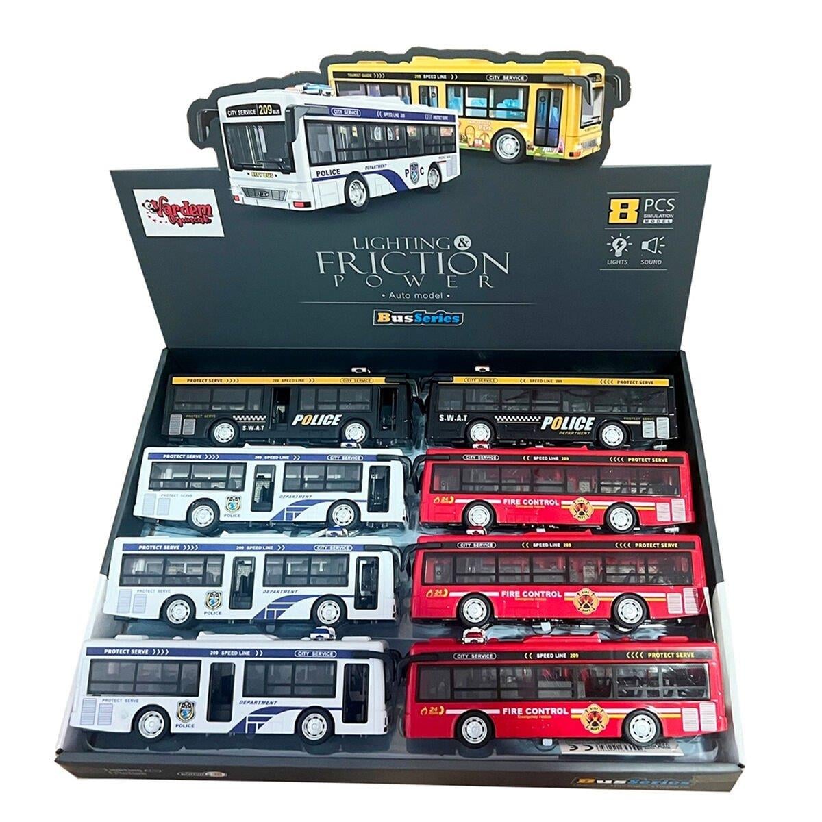 VARDEM SURTMELI ISIKLI VE SESLI POLIS VE ITFAIYE OTOBUSU (20CM) Diğer HT 7747