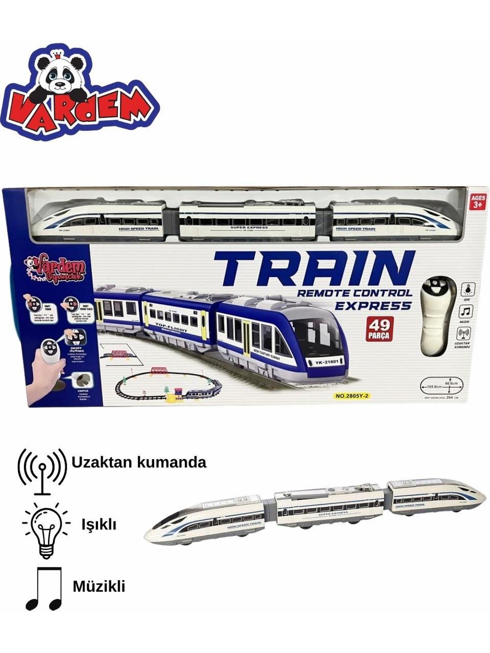 UZAKTAN KUMANDALI 49 PARCA ISIKLI 265 CM HIZLI TREN SETI Diğer LE 2805Y 2