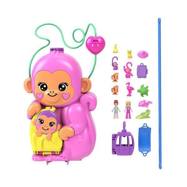 Polly Pocket Çanta Olabilen Micro Oyun Setleri Momma Monkey GKJ63-HWP04 Polly Pocket HWP04