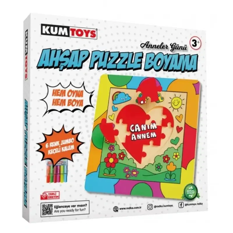 KUMTOYS AHSAP PUZZLE BOYAMA Diğer KM5633