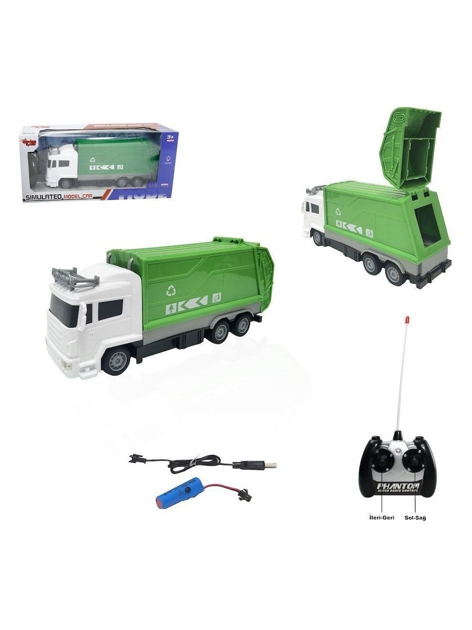 UZAKTAN KUMANDALI F/F SARJLI 1:16 DAMPERLI COP KAMYONU Diğer RG 618 6A 7A