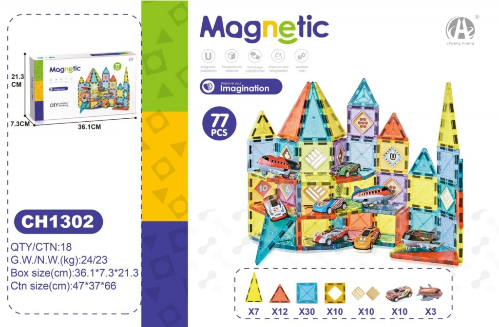 MANYETIK BLOKLAR 5.5CM 77 PARCA CH1302 Diğer OYD CH1302