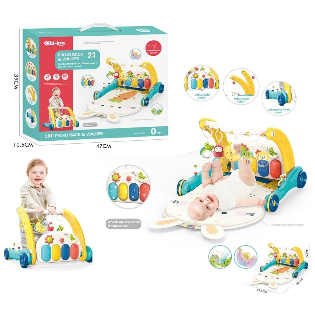 VARDEM PIYANOLU 2IN1 BEBEK YURUTECI VE TAVSAN DESENLI MAVI OYUN HALISI Diğer BIB 6015