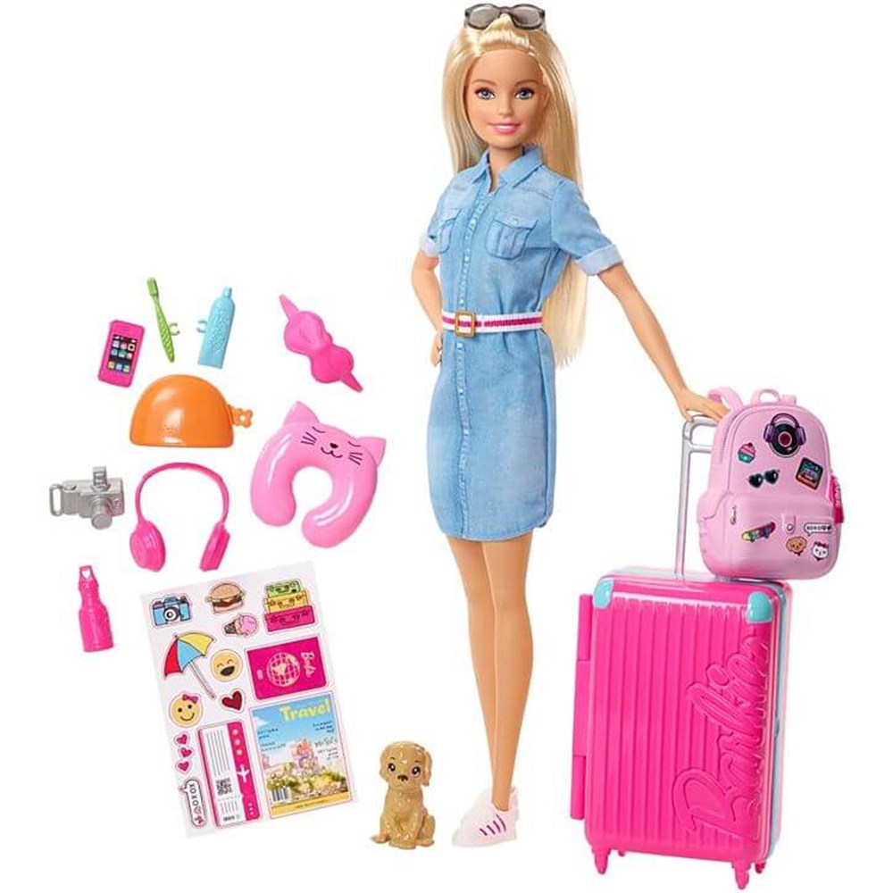 Barbie Seyahatte Bebeği ve Aksesuarları FWV25 Barbie FWV25