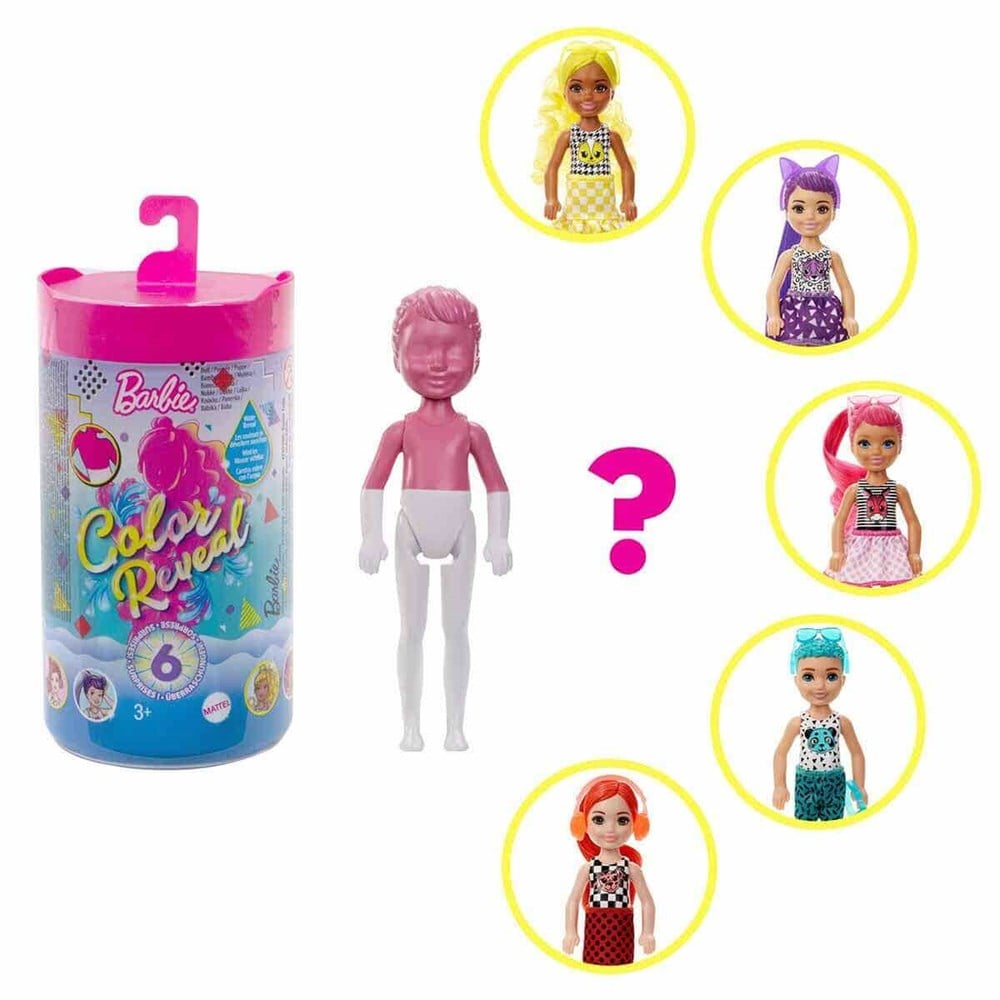 Barbie Color Reveal Renk Değiştiren Sürpriz Chelsea Renk Bloklu Bebekler Serisi - Seri 2 GWC60 Barbie GWC60