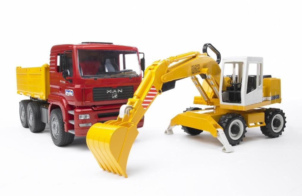 BRUDER MAN DAMPERLI KAMYON VE LIEBHERR EKSKAVATOR 02751 Diğer BR02751