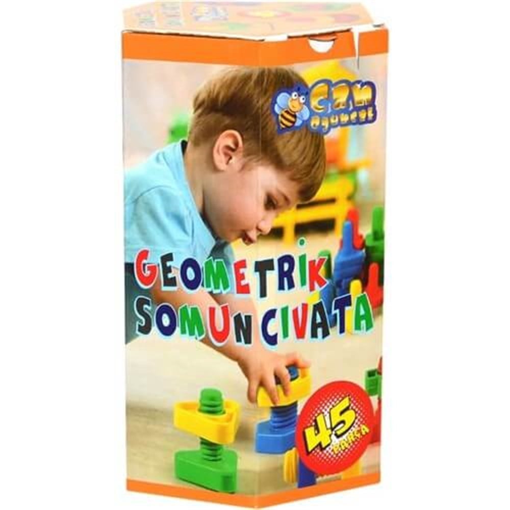 Geometrik Somun Vida Çevirme Oyunu 45 Parça Can Oyuncak HC1010