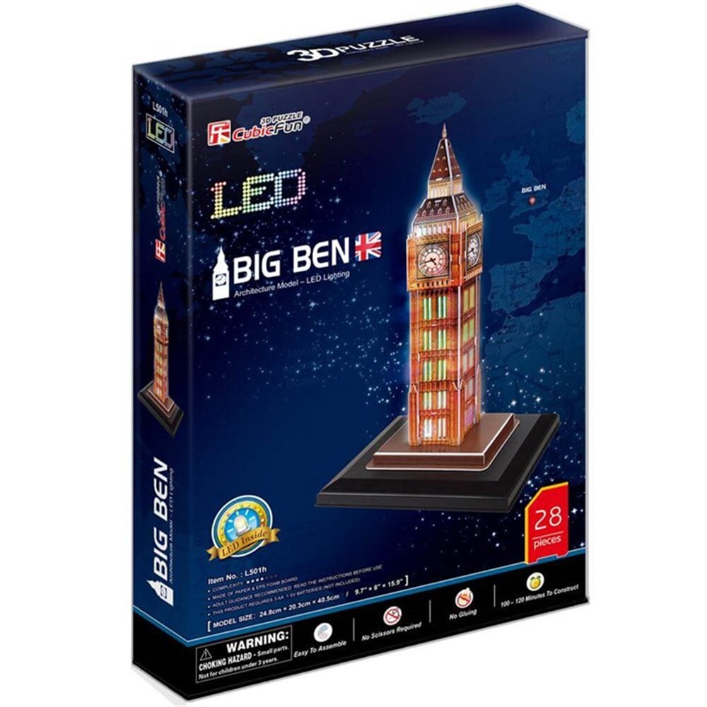 Cubic Fun 3D 28 Parça Puzzle Big Ben Saat Kulesi - İngiltere Led Işıklı