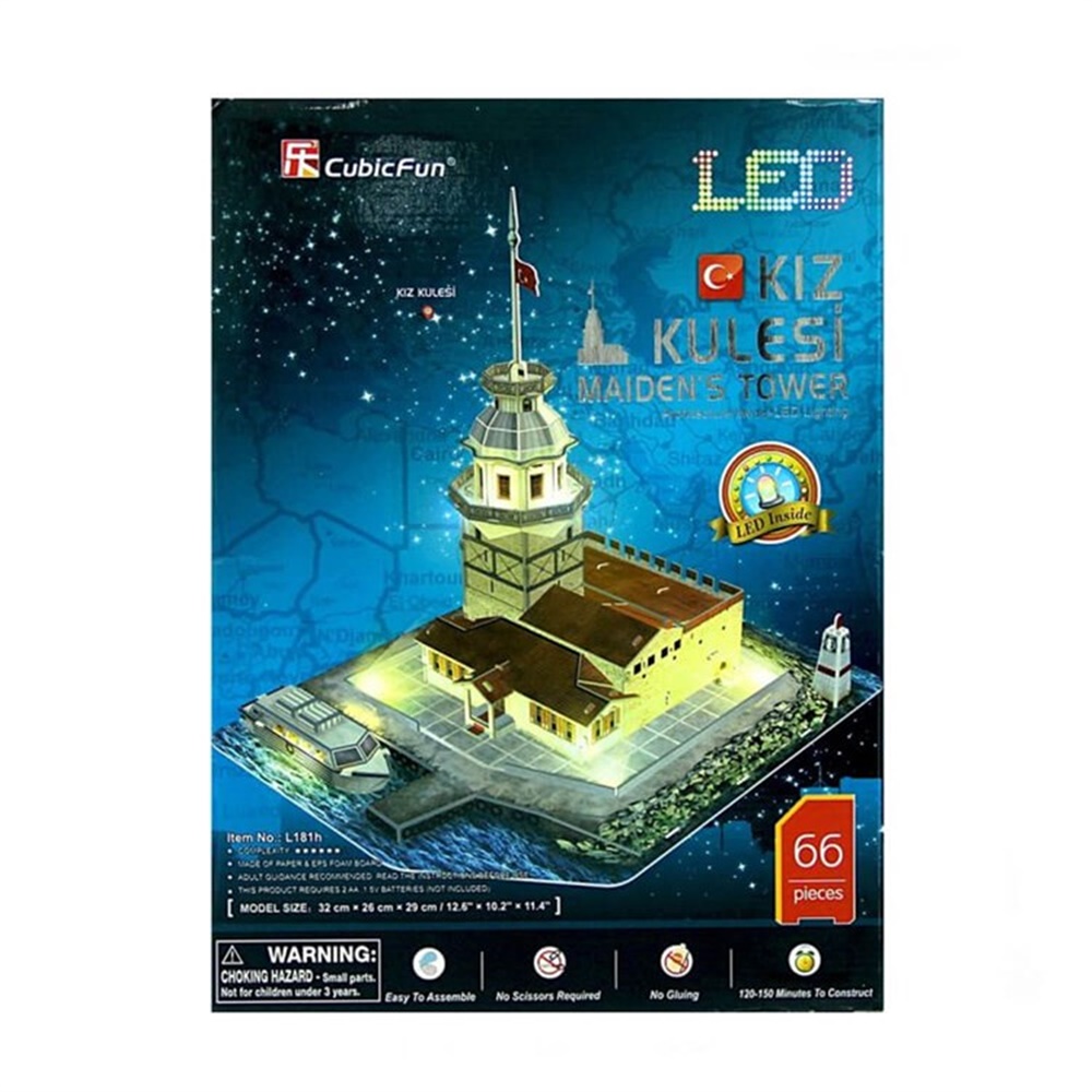 Cubic Fun 3D 66 Parça Puzzle Kız Kulesi Led Işıklı 
