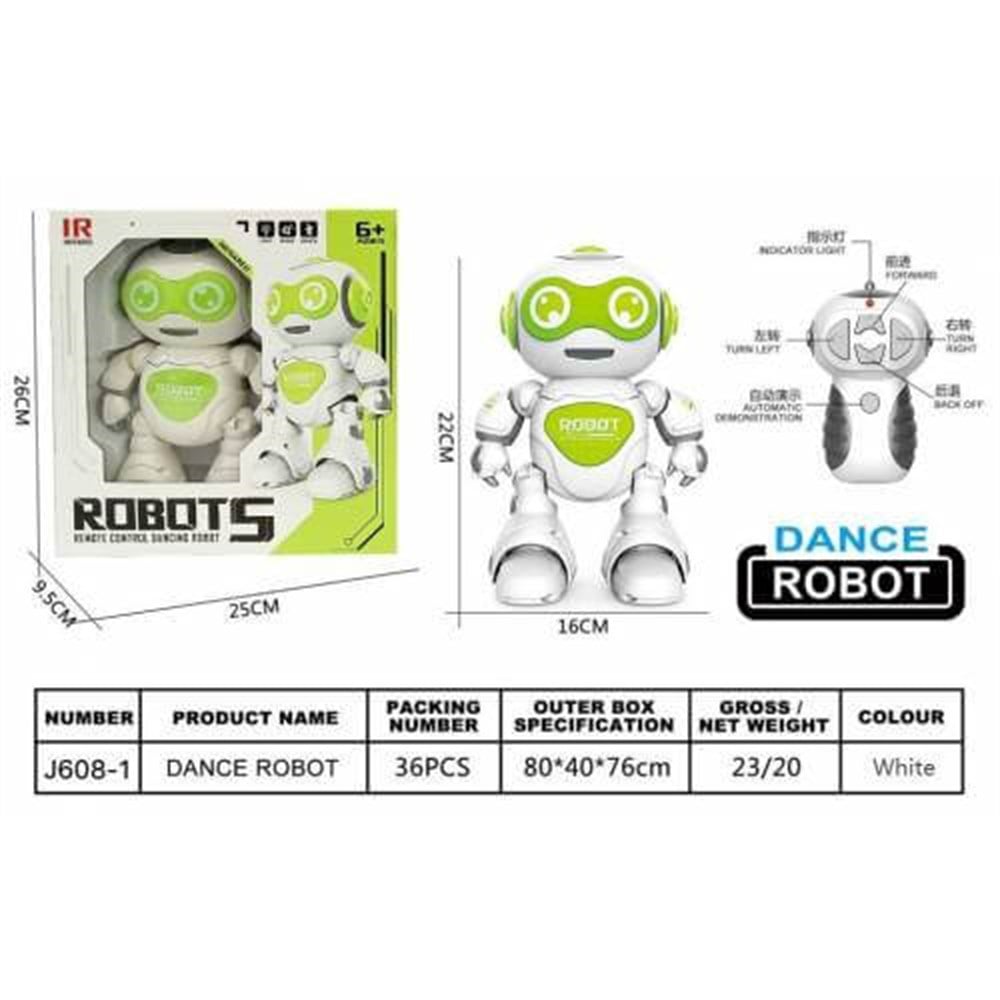 Uzaktan Kumandalı Dans Eden Robot 20 Cm Sesli Işıklı Yeşil J608 1 Diğer CAN J608 1