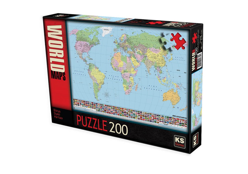 KS Puzzle Dünya Siyasi Haritası 200 Parça 11332 KS Puzzle KS 11332