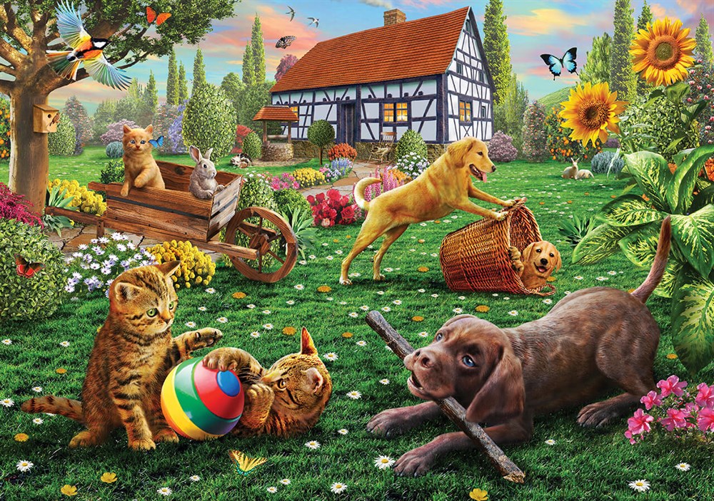 KS 500 Parça Puzzle Dogs And Cats At Play KS Puzzle KS 20005