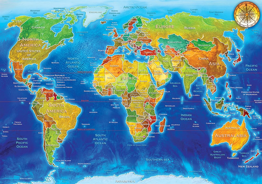 KS 1500 Parça Puzzle World Political Map KS Puzzle KS 22011