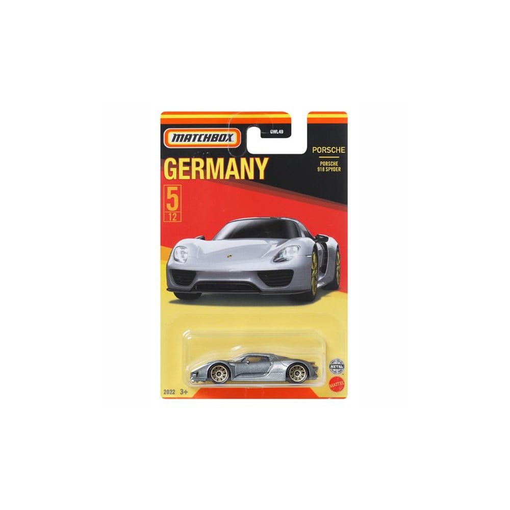 Matchbox Almanya Araçları Serisi Porsche 918 Spyder 5/12 GWL49-HFH48 Matchbox HFH48