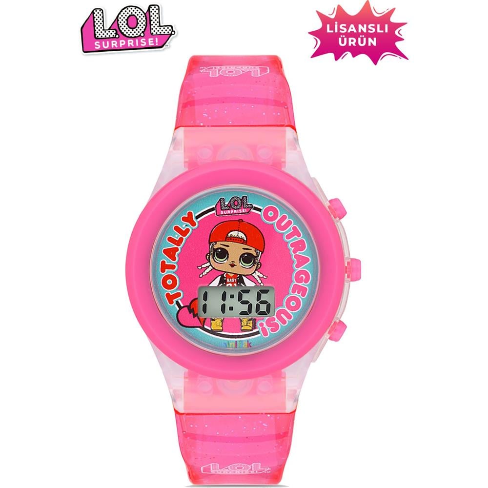MiniFlak Lisanslı L.O.L. SURPRISE! LOL7210 Çocuk Pembe Işıklı Çocuk Kol Saati MiniFlak LOL7210