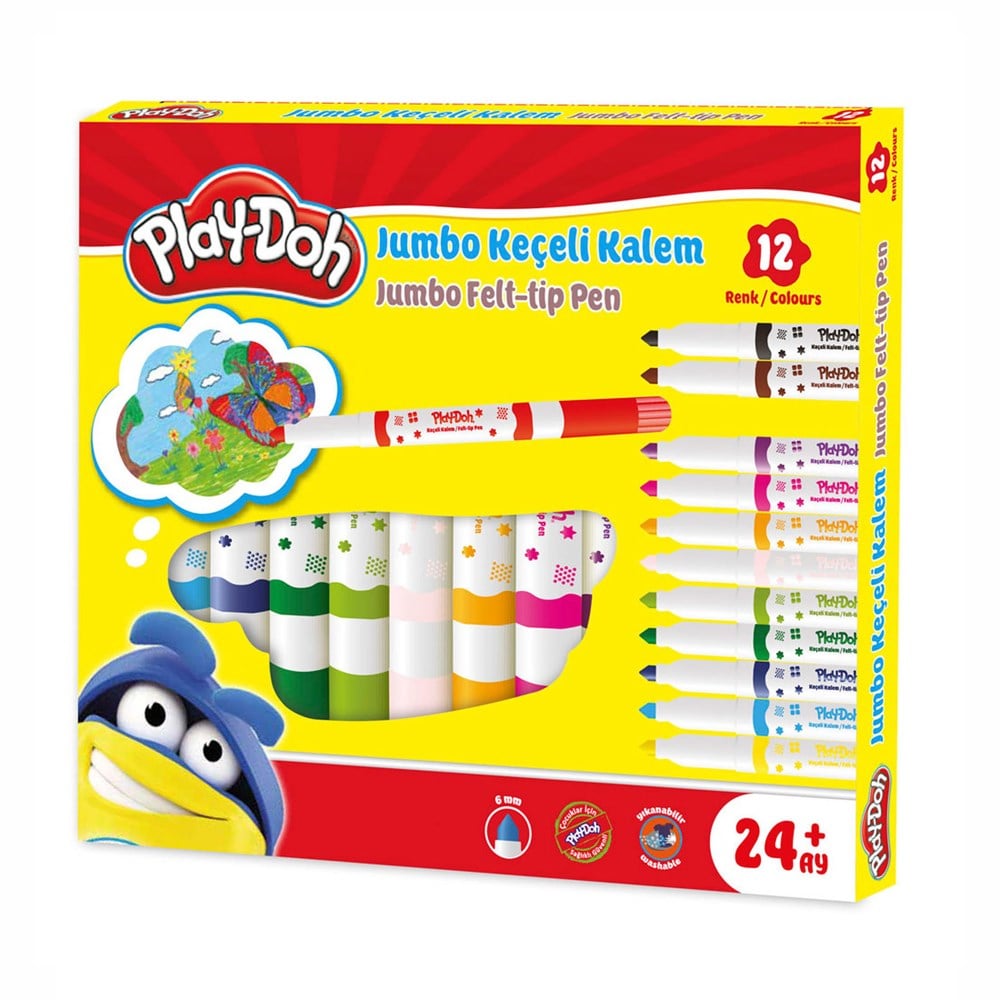 Play Doh 6 mm 12'li Jumbo Keçeli Kalem Play Doh KE020