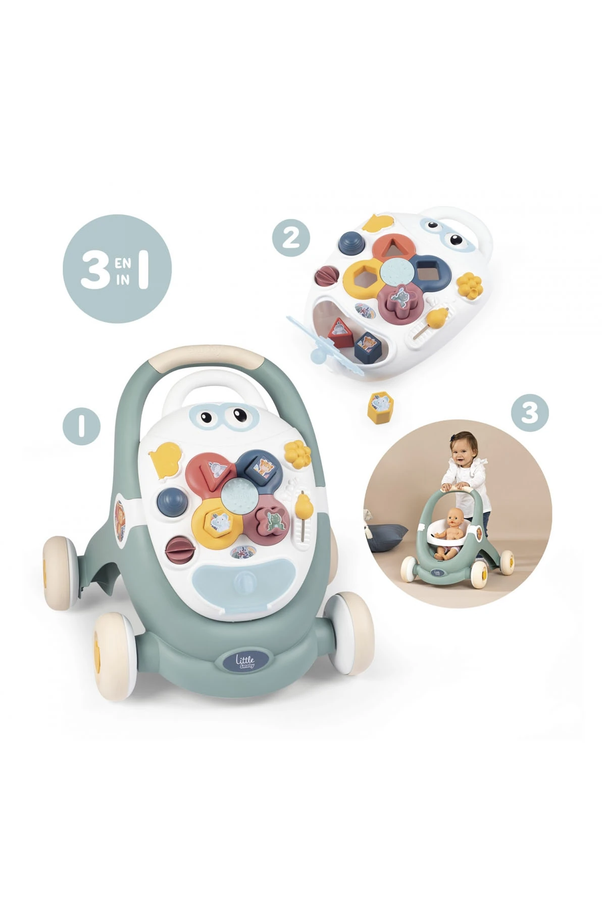 Little Smoby 3'ü 1 arada Eğitici ve Öğretici Eğlenceli Trotty Yürüme Arkadaşı Simba SMB 7600140304