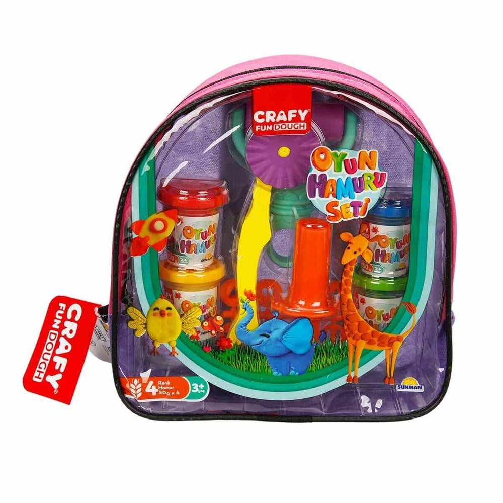 Crafy Çantalı Oyun Hamuru Seti 200 Gr Pembe Sunman S01002786 P