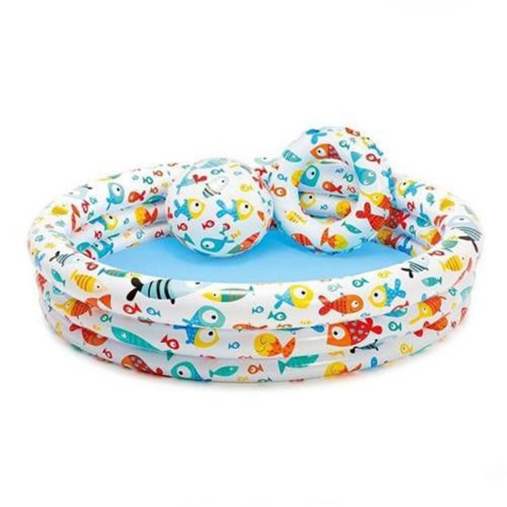 INTEX BALIK DESENLI AKVARYUM HAVUZ SET 133X28 CM 51CM TOP VE SIMIT Toystop 59469