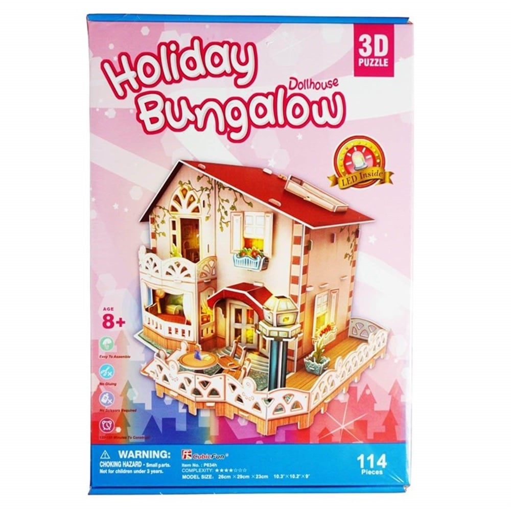 CUBICFUN 3D 114 PARCA PUZZLE HOLDIAY BUNGALOW BEBEK EVI Toystop P634H