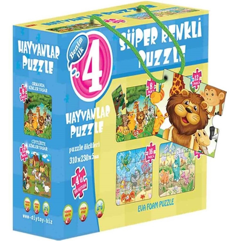 HAYVANLAR 4LU SUPER RENKLI PUZZLE Toystop T00023148
