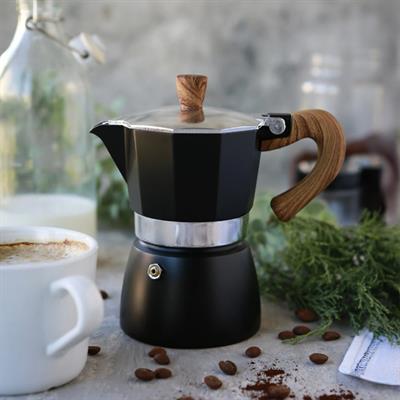 Black Goat 3 Cup Moka Pot Black