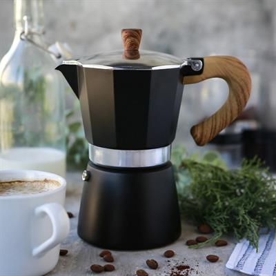 Black Goat 6 Cup Moka Pot Black