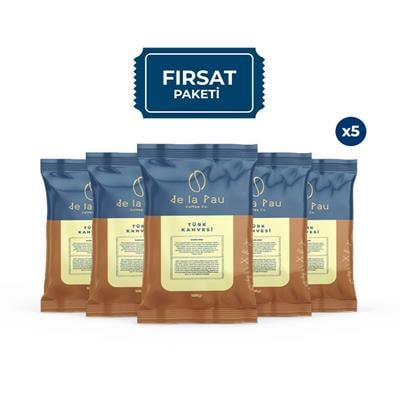 De La Pau Taze Öğütülmüş Premium Türk Kahvesi 100 Gr x 5