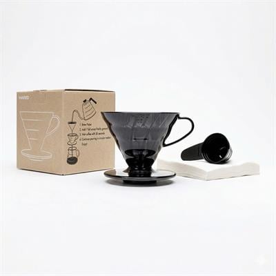 Hario V60 02 Siyah Şeffaf Plastik Dripper ve 40’