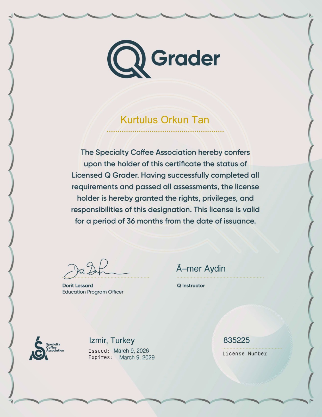 Kurtuluş Okan Tan Q Grader