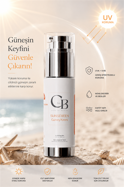 CforB Yüksek Koruma ve Nemlendirici Etkili Su Bazlı Güneş Koruyucu Krem SPF 50, 50 ml