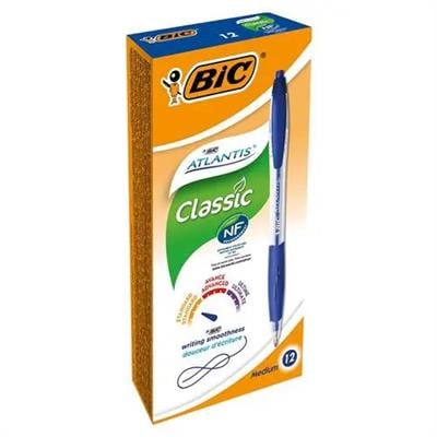 BİC Tükenmez Kalem Atlantis Classic 1.0 Mavi – Kutu – 12 Adet