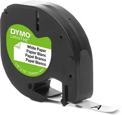 DYMO S0721510 Beyaz LetraTag Kağıt Şerit (12mm x 4mt)