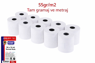 Kraf-Kraf Pos Rulosu Termal 56mm X 14m - 10 Adet